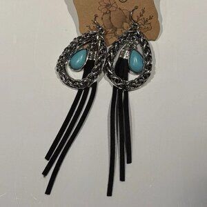 Justin Turquoise And Leather Earrings